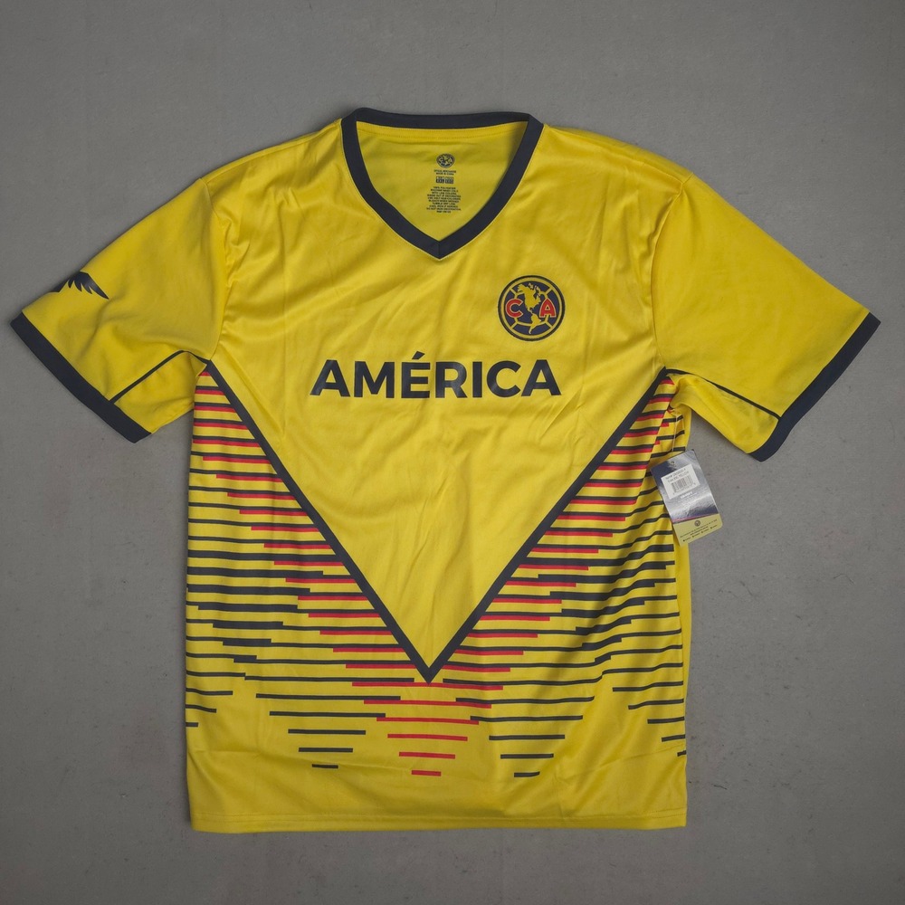 Club America Mens Soccer Jersey Yellow V-Neck Graphic Shirt XXL New CA23SGD-Y